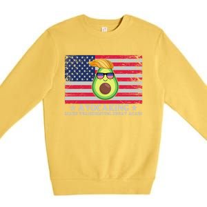 Avocaking Make Thanksgiving Great Again U S Flag Distressed Cute Gift Premium Crewneck Sweatshirt