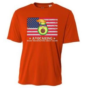 Avocaking Make Thanksgiving Great Again U S Flag Distressed Cute Gift Cooling Performance Crew T-Shirt