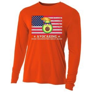 Avocaking Make Thanksgiving Great Again U S Flag Distressed Cute Gift Cooling Performance Long Sleeve Crew