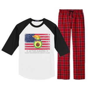 Avocaking Make Thanksgiving Great Again U S Flag Distressed Cute Gift Raglan Sleeve Pajama Set