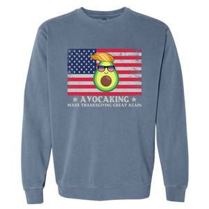 Avocaking Make Thanksgiving Great Again U S Flag Distressed Cute Gift Garment-Dyed Sweatshirt