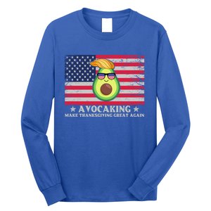 Avocaking Make Thanksgiving Great Again U S Flag Distressed Cute Gift Long Sleeve Shirt