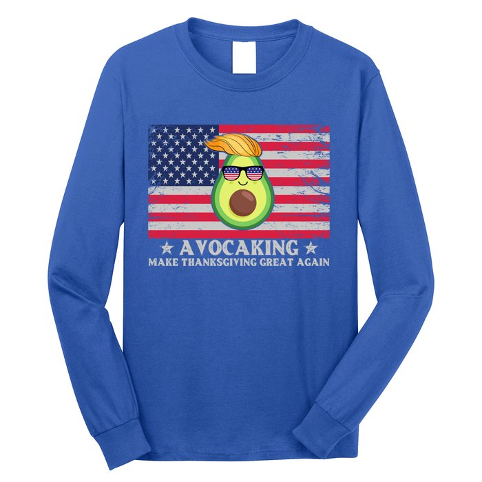 Avocaking Make Thanksgiving Great Again U S Flag Distressed Cute Gift Long Sleeve Shirt