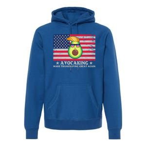 Avocaking Make Thanksgiving Great Again U S Flag Distressed Cute Gift Premium Hoodie