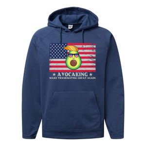 Avocaking Make Thanksgiving Great Again U S Flag Distressed Cute Gift Performance Fleece Hoodie