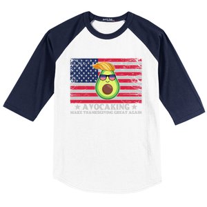 Avocaking Make Thanksgiving Great Again U S Flag Distressed Cute Gift Baseball Sleeve Shirt