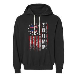 American Made Trump Merchandise Flag Trump 45 47 Trump 2025 Garment-Dyed Fleece Hoodie