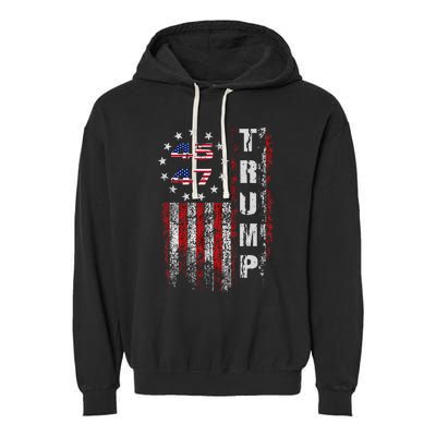 American Made Trump Merchandise Flag Trump 45 47 Trump 2025 Garment-Dyed Fleece Hoodie