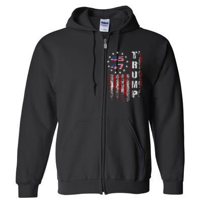 American Made Trump Merchandise Flag Trump 45 47 Trump 2025 Full Zip Hoodie