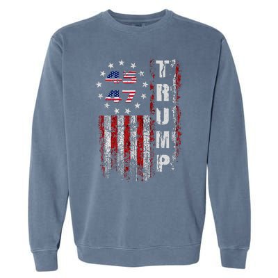 American Made Trump Merchandise Flag Trump 45 47 Trump 2025 Garment-Dyed Sweatshirt