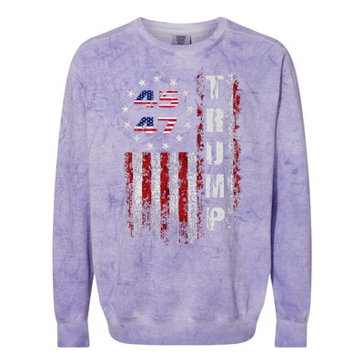 American Made Trump Merchandise Flag Trump 45 47 Colorblast Crewneck Sweatshirt