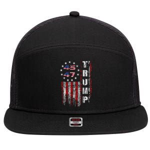 American Made Trump Merchandise Flag Trump 45 47 7 Panel Mesh Trucker Snapback Hat