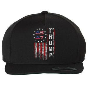 American Made Trump Merchandise Flag Trump 45 47 Wool Snapback Cap