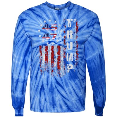 American Made Trump Merchandise Flag Trump 45 47 Tie-Dye Long Sleeve Shirt