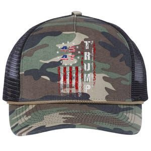 American Made Trump Merchandise Flag Trump 45 47 Retro Rope Trucker Hat Cap