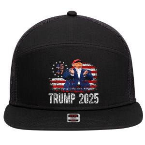 American Made Trump Merchandise Flag Trump 45 47 Trump 2025 7 Panel Mesh Trucker Snapback Hat