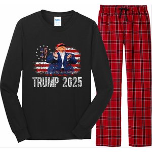 American Made Trump Merchandise Flag Trump 45 47 Trump 2025 Long Sleeve Pajama Set