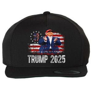 American Made Trump Merchandise Flag Trump 45 47 Trump 2025 Wool Snapback Cap