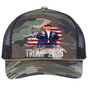 American Made Trump Merchandise Flag Trump 45 47 Trump 2025 Retro Rope Trucker Hat Cap