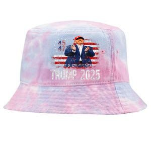 American Made Trump Merchandise Flag Trump 45 47 Trump 2025 Tie-Dyed Bucket Hat