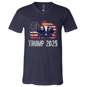 American Made Trump Merchandise Flag Trump 45 47 Trump 2025 V-Neck T-Shirt