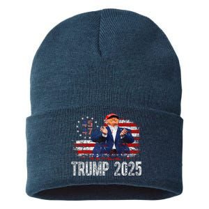 American Made Trump Merchandise Flag Trump 45 47 Trump 2025 Sustainable Knit Beanie