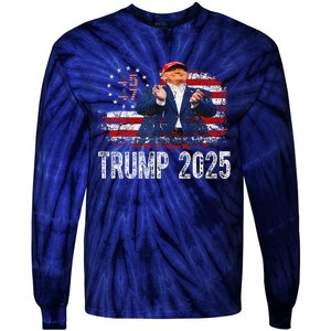 American Made Trump Merchandise Flag Trump 45 47 Trump 2025 Tie-Dye Long Sleeve Shirt