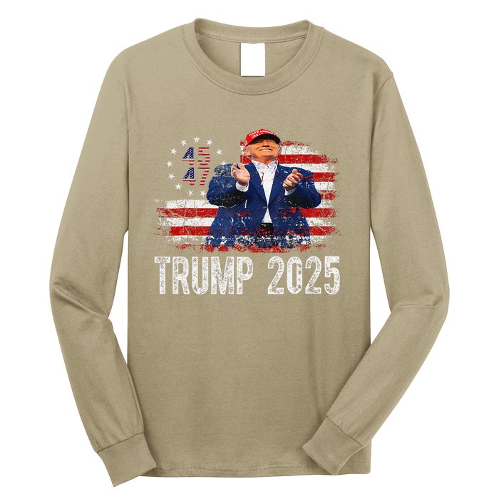 American Made Trump Merchandise Flag Trump 45 47 Trump 2025 Long Sleeve Shirt