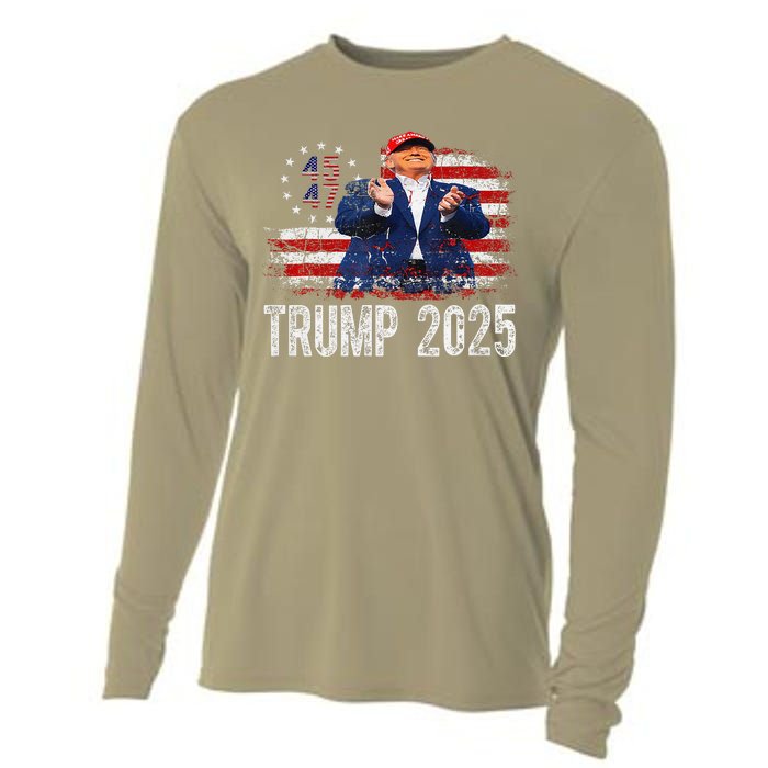 American Made Trump Merchandise Flag Trump 45 47 Trump 2025 Cooling Performance Long Sleeve Crew