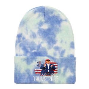 American Made Trump Merchandise Flag Trump 45 47 Trump 2025 Tie Dye 12in Knit Beanie