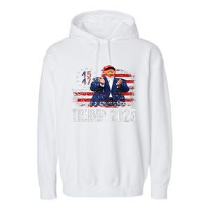 American Made Trump Merchandise Flag Trump 45 47 Trump 2025 Garment-Dyed Fleece Hoodie