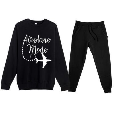 Airplane Mode Traveling Vacation Traveler Adventure Gift Premium Crewneck Sweatsuit Set