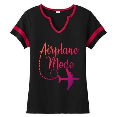 Airplane Mode Traveling Vacation Traveler Adventure Gift Ladies Halftime Notch Neck Tee