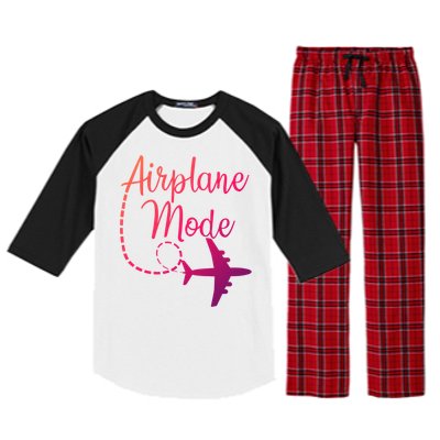 Airplane Mode Traveling Vacation Traveler Adventure Gift Raglan Sleeve Pajama Set