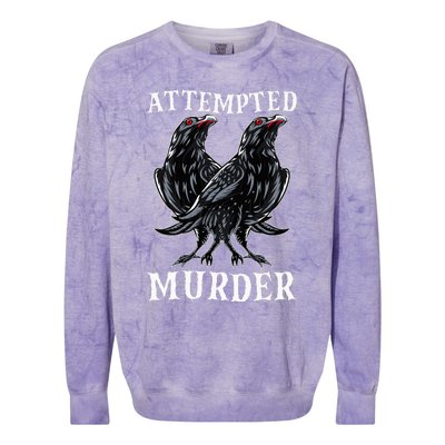 Attempted Murder Two Crows Birds Spooky Crows Pun Colorblast Crewneck Sweatshirt