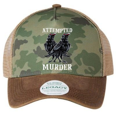 Attempted Murder Two Crows Birds Spooky Crows Pun Legacy Tie Dye Trucker Hat
