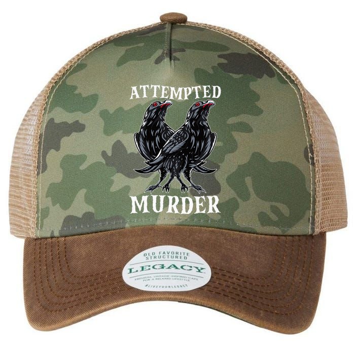 Attempted Murder Two Crows Birds Spooky Crows Pun Legacy Tie Dye Trucker Hat