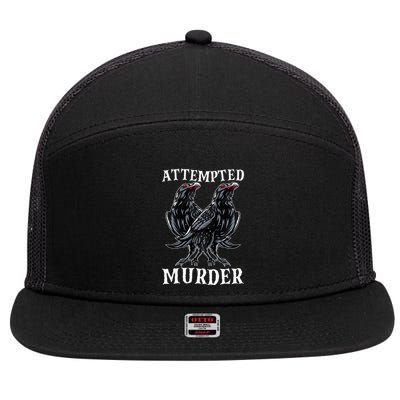Attempted Murder Two Crows Birds Spooky Crows Pun 7 Panel Mesh Trucker Snapback Hat