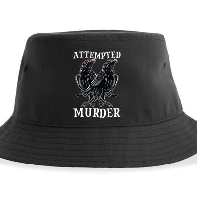 Attempted Murder Two Crows Birds Spooky Crows Pun Sustainable Bucket Hat