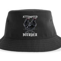 Attempted Murder Two Crows Birds Spooky Crows Pun Sustainable Bucket Hat