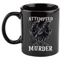 Attempted Murder Two Crows Birds Spooky Crows Pun 11oz C Handle Ceramic Mug
