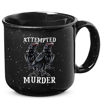 Attempted Murder Two Crows Birds Spooky Crows Pun 15oz Campfire Ceramic Mug