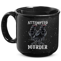 Attempted Murder Two Crows Birds Spooky Crows Pun 15oz Campfire Ceramic Mug