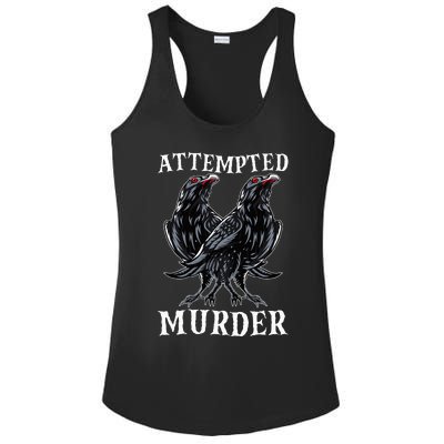 Attempted Murder Two Crows Birds Spooky Crows Pun Ladies PosiCharge Competitor Racerback Tank