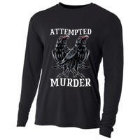 Attempted Murder Two Crows Birds Spooky Crows Pun Cooling Performance Long Sleeve Crew