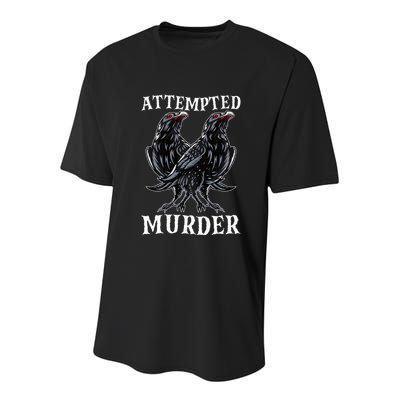 Attempted Murder Two Crows Birds Spooky Crows Pun Youth Performance Sprint T-Shirt