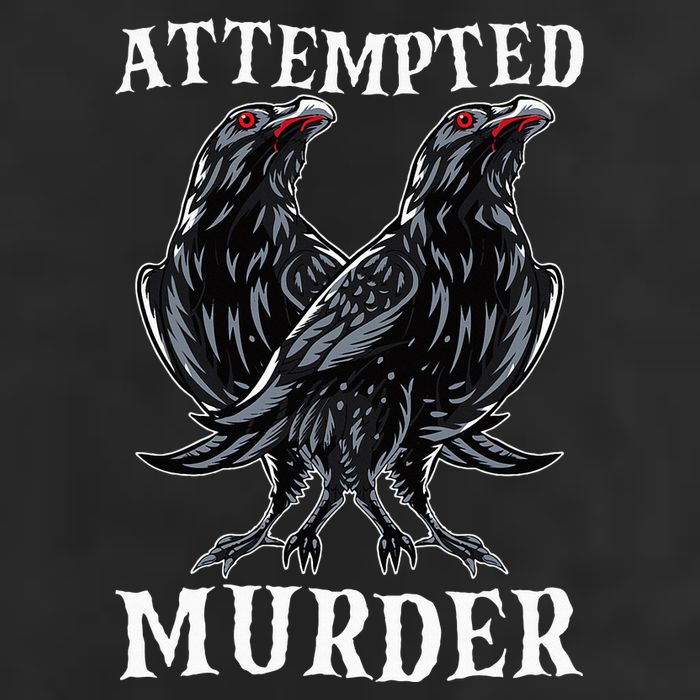 Attempted Murder Two Crows Birds Spooky Crows Pun 25L Jumbo Tote