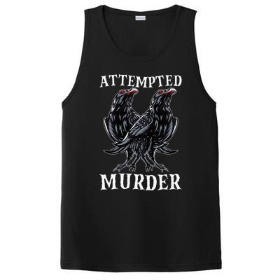 Attempted Murder Two Crows Birds Spooky Crows Pun PosiCharge Competitor Tank