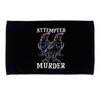 Attempted Murder Two Crows Birds Spooky Crows Pun Microfiber Hand Towel