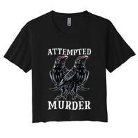 Attempted Murder Two Crows Birds Spooky Crows Pun Crop Top
